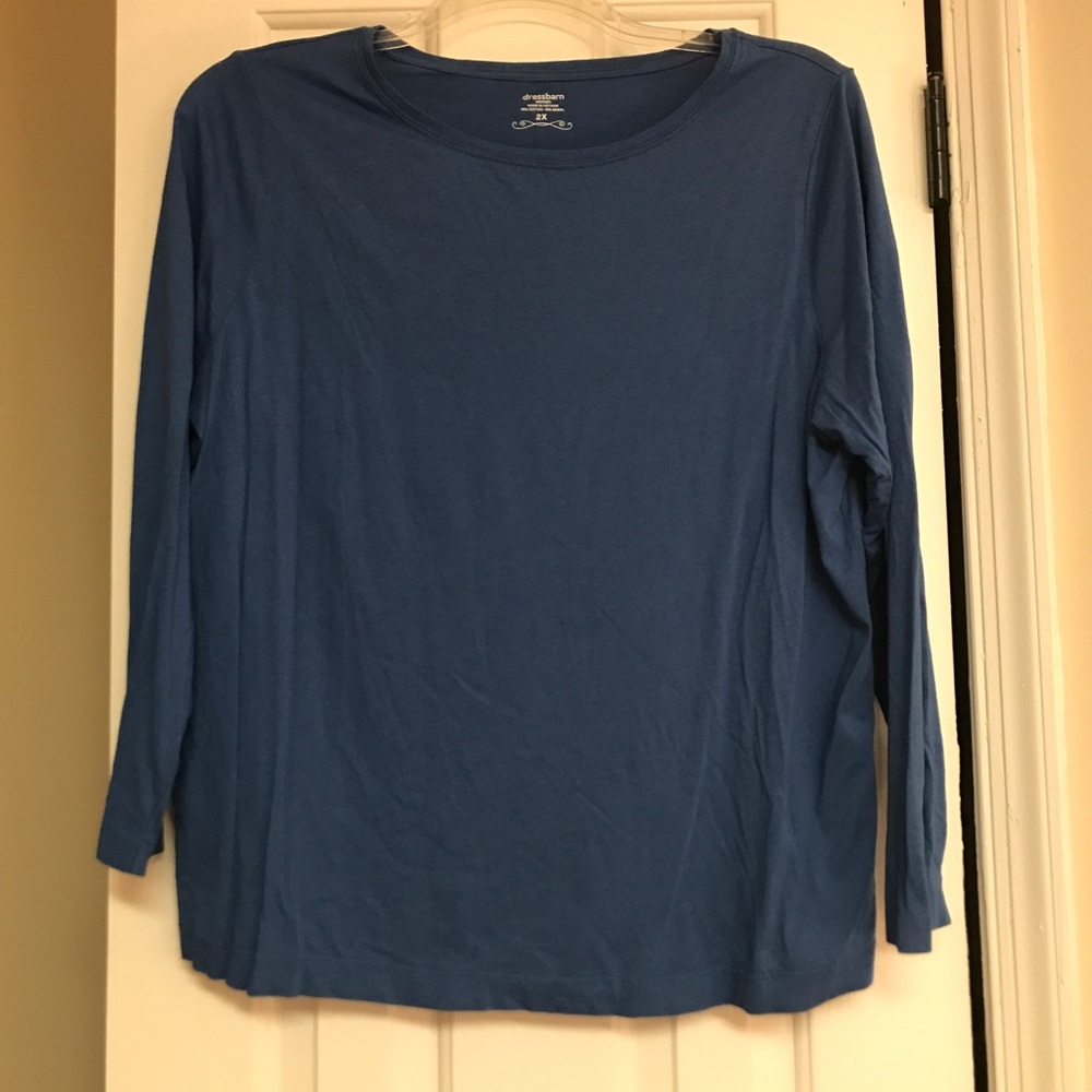 Women’s Plus Size 2x Long Sleeve Blue T-Shirt